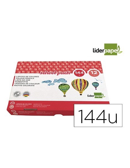 LAPICES DE COLORES LIDERPAPEL SCHOOL PACK DE 144 UNIDADES 12 COLORES X 12 UNIDADES
