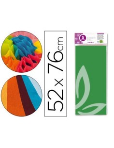 PAPEL SEDA LIDERPAPEL 52X76CM 18G/M2 BOLSA DE 5 HOJAS VERDE