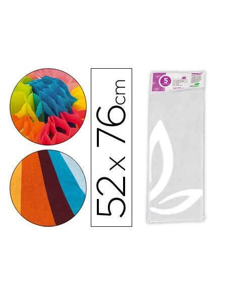 PAPEL SEDA LIDERPAPEL 52X76CM 18G/M2 BOLSA DE 5 HOJAS BLANCO