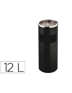 CENICERO PAPELERA METALICO Q-CONNECT CON RECOGECOLILLAS NEGRO 61,5X25 CM