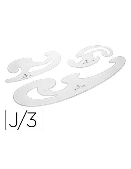 PLANTILLAS CURVAS DOMINGO FERRER CRISTAL JUEGO DE 3 UNIDADES