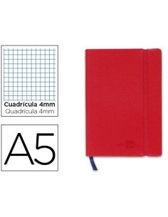 LIBRETA LIDERPAPEL SIMIL PIEL A5 120 HOJAS 70G/M2 CUADRO 4MM SIN MARGEN ROJO