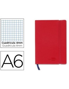 LIBRETA LIDERPAPEL SIMIL PIEL A6 120 HOJAS 70G/M2 CUADRO 4MM SIN MARGEN ROJO