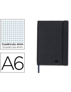 LIBRETA LIDERPAPEL SIMIL PIEL A6 120 HOJAS 70G/M2 CUADRO 4MM SIN MARGEN NEGRO
