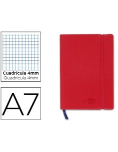 LIBRETA LIDERPAPEL SIMIL PIEL A7 120 HOJAS 70G/M2 CUADRO 4MM SIN MARGEN ROJO
