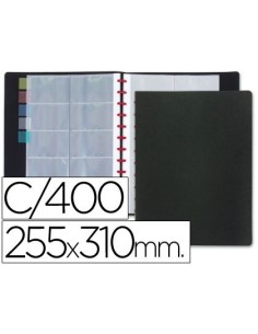 TARJETERO LIDERPAPEL ANILLAS DIN A4 CON 20 FUNDAS INTERCAMBIABLES CAPACIDAD 400 TARJETAS