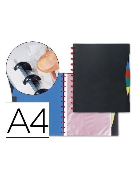 CARPETA LIDERPAPEL DIN A4 CON 20 FUNDAS Y 4 SEPARADORES FUNDAS INTERCAMBIABLES