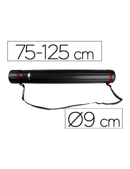 PORTAPLANOS PLASTICO LIDERPAPEL DIAMETRO 9 CM EXTENSIBLE HASTA 125 CM NEGRO
