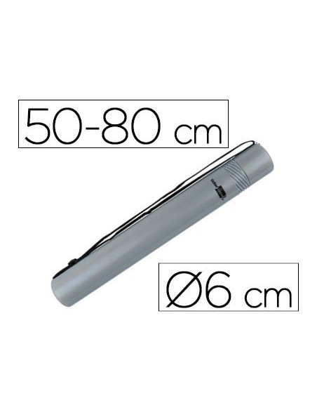 PORTAPLANOS PLASTICO LIDERPAPEL DIAMETRO 6 CM EXTENSIBLE HASTA 80 GRIS