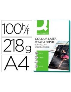 PAPEL Q-CONNECT FOTO GLOSSY DIN A4 PARA FOTOCOPIADORAS E IMPRESORAS LASER PAQUETE DE 100 HOJAS DE 220 GR