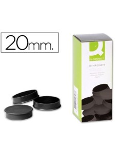 IMANES PARA SUJECION Q-CONNECT IDEAL PARA PIZARRAS MAGNETICAS20 MM NEGRO -CAJA DE 10 IMANES