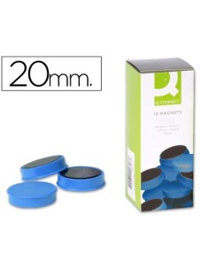 IMANES PARA SUJECION Q-CONNECT IDEAL PARA PIZARRAS MAGNETICAS20 MM AZUL -CAJA DE 10 IMANES