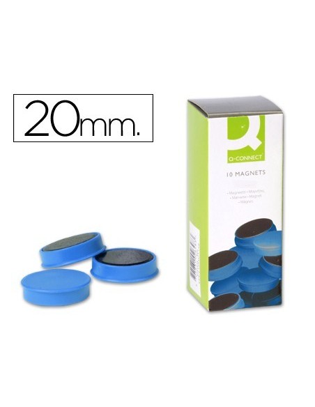 IMANES PARA SUJECION Q-CONNECT IDEAL PARA PIZARRAS MAGNETICAS20 MM AZUL -CAJA DE 10 IMANES