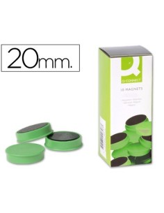 IMANES PARA SUJECION Q-CONNECT IDEAL PARA PIZARRAS MAGNETICAS20 MM VERDE -CAJA DE 10 IMANES