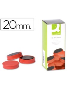 IMANES PARA SUJECION Q-CONNECT IDEAL PARA PIZARRAS MAGNETICAS20 MM ROJO -CAJA DE 10 IMANES