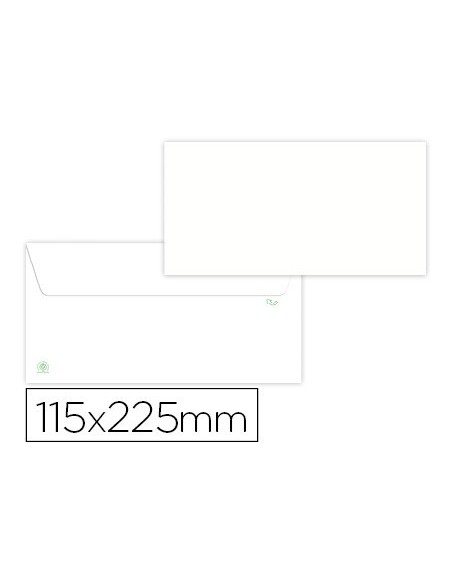 SOBRE LIDERPAPEL BLANCO 115X225 MM SOLAPA TIRA DE SILICONA PAPEL RECICLADO 90 GR CAJA DE 500 UNIDADES