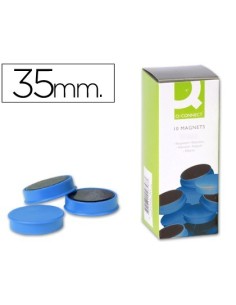 IMANES PARA SUJECION Q-CONNECT IDEAL PARA PIZARRAS MAGNETICAS35 MM AZUL -CAJA DE 10 IMANES