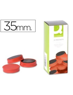 IMANES PARA SUJECION Q-CONNECT IDEAL PARA PIZARRAS MAGNETICAS35 MM ROJO -CAJA DE 10 IMANES