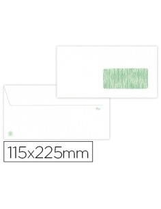 SOBRE LIDERPAPEL BLANCO 115X225 MM VENTANA DERECHA SOLAPA TIRA DE SILICONA PAPEL RECICLADO 90 GR CAJA DE 500