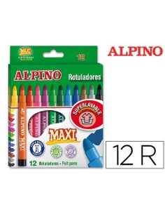 ROTULADOR ALPINO MAXI CAJA DE 12 COLORES SURTIDOS