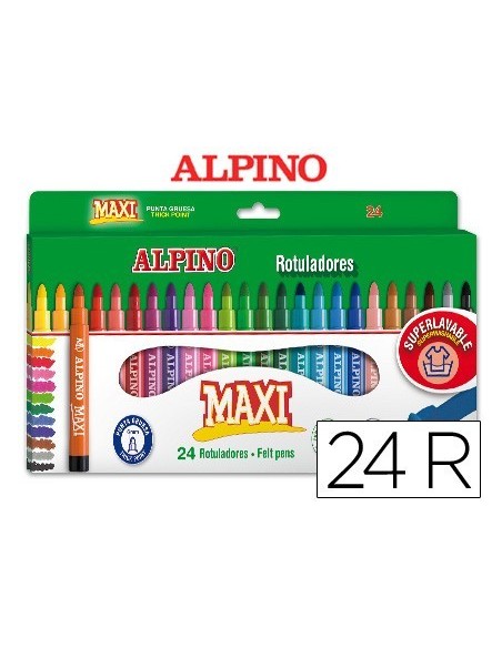 ROTULADOR ALPINO MAXI CAJA DE 24 COLORES SURTIDOS