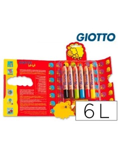 LAPICES DE COLORES GIOTTO SUPER BEBE CAJA DE 6 LAPICES COLORES SURTIDOS + SACAPUNTAS