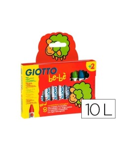 LAPICES CERA GIOTTO SUPER BEBE CAJA DE 10 COLORES SURTIDOS + SACAPUNTAS