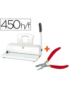 ENCUADERNADORA PARA ESPIRAL Q-CONNECT PERFORA 10 HOJAS TAMAÑO A4 ENCUADERNA HASTA 450 HOJAS PASO 5:1