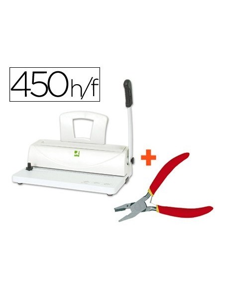 ENCUADERNADORA PARA ESPIRAL Q-CONNECT PERFORA 10 HOJAS TAMAÑO A4 ENCUADERNA HASTA 450 HOJAS PASO 5:1