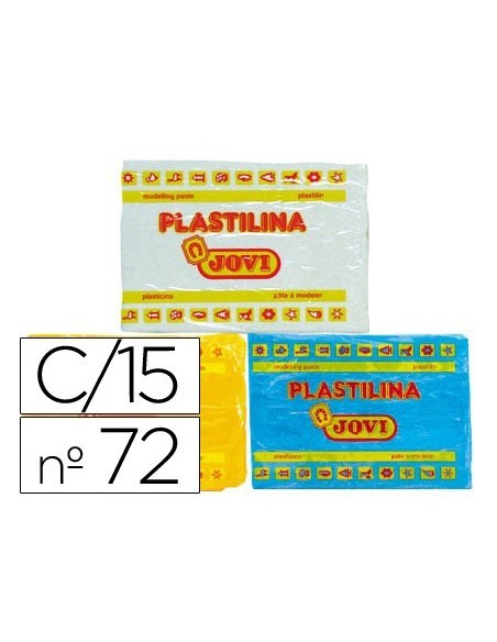 PLASTILINA JOVI 72 TAMAÑO GRANDE CAJA DE 15 UNIDADES COLORES SURTIDOS