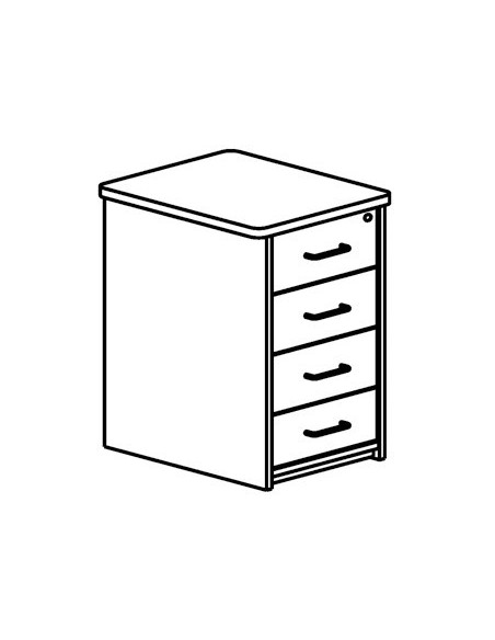 CAJONERA ROCADA CON 4 CAJONES SERIE STORE 72X47X60 ACABADO AA01 HAYA/HAYA