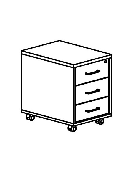 CAJONERA ROCADA CON 3 CAJONES SERIE STORE 58X40X59,5 ACABADO AA01 HAYA/HAYA