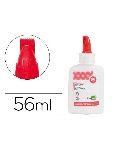 PEGAMENTO COLA BLANCA LAVABLE LIDERPAPEL BOTE DE 56 ML