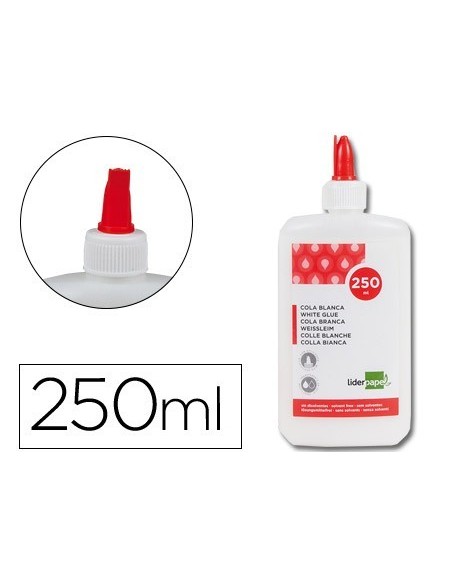 PEGAMENTO COLA BLANCA LAVABLE LIDERPAPEL BOTE DE 250 ML