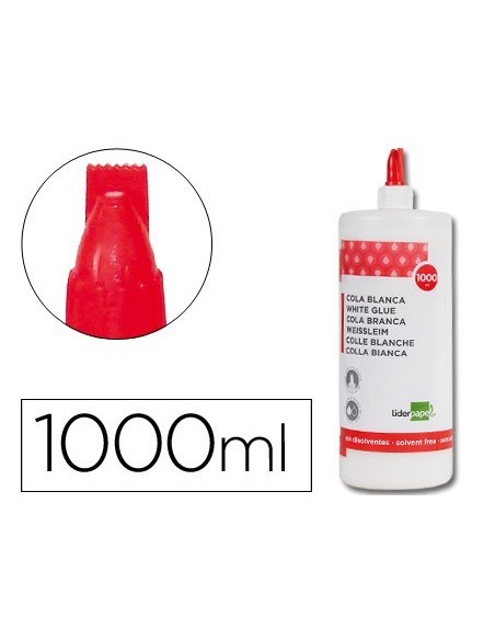 PEGAMENTO COLA BLANCA LAVABLE LIDERPAPEL BOTE DE 1000 ML