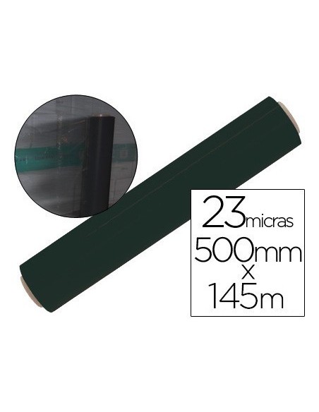 FILM EXTENSIBLE MANUAL BOBINA ANCHO 500 MM LARGO 145 MT ESPESOR 23 MICRAS NEGRO