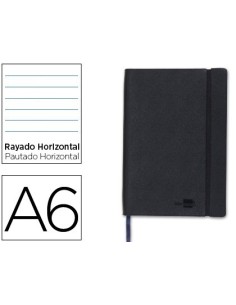 LIBRETA LIDERPAPEL SIMIL PIEL A6 120 HOJAS 70G/M2 HORIZONTAL SIN MARGEN NEGRO