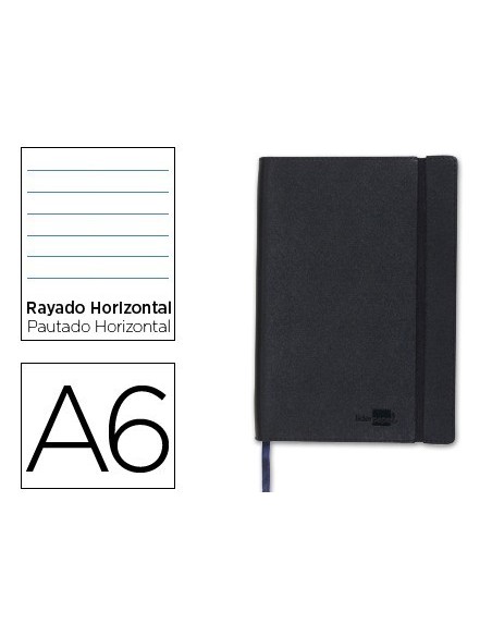 LIBRETA LIDERPAPEL SIMIL PIEL A6 120 HOJAS 70G/M2 HORIZONTAL SIN MARGEN NEGRO
