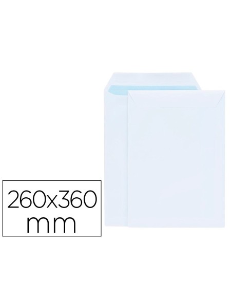SOBRE LIDERPAPEL BOLSA BLANCO 260X360 MM SOLAPA TIRA DE SILICONA PAPEL OFFSET 100 GR CAJA DE 250 UNIDADES