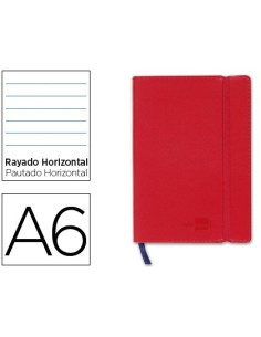 LIBRETA LIDERPAPEL SIMIL PIEL A6 120 HOJAS 70G/M2 HORIZONTAL SIN MARGEN ROJO