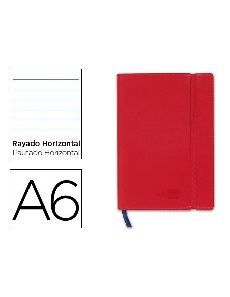 LIBRETA LIDERPAPEL SIMIL PIEL A6 120 HOJAS 70G/M2 HORIZONTAL SIN MARGEN ROJO