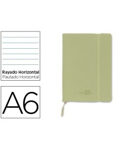 LIBRETA LIDERPAPEL SIMIL PIEL A6 120 HOJAS 70G/M2 HORIZONTAL SIN MARGEN VERDE