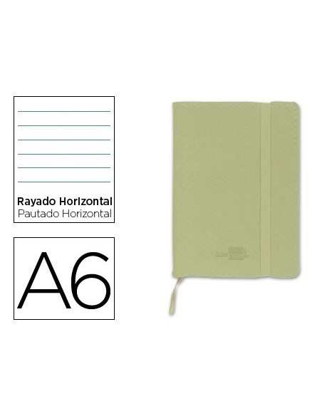 LIBRETA LIDERPAPEL SIMIL PIEL A6 120 HOJAS 70G/M2 HORIZONTAL SIN MARGEN VERDE