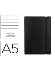 LIBRETA LIDERPAPEL SIMIL PIEL A5 120 HOJAS 70G/M2 HORIZONTAL SIN MARGEN NEGRO