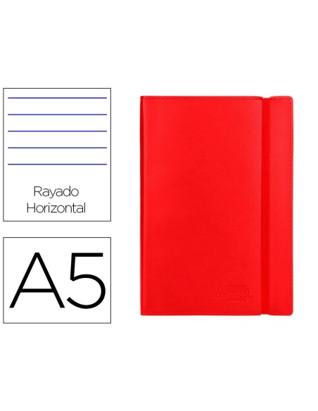 LIBRETA LIDERPAPEL SIMIL PIEL A5 120 HOJAS 70G/M2 HORIZONTAL SIN MARGEN ROJO