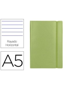 LIBRETA LIDERPAPEL SIMIL PIEL A5 120 HOJAS 70G/M2 HORIZONTAL SIN MARGEN VERDE