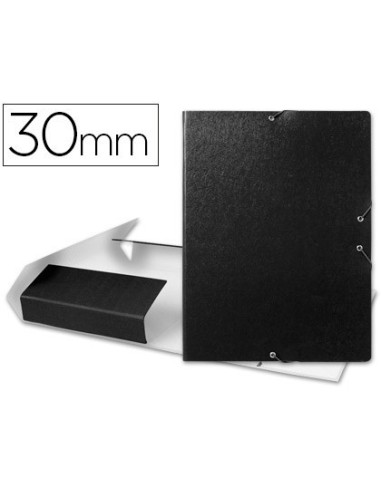 CARPETA PROYECTOS LIDERPAPEL FOLIO LOMO 30MM CARTON GOFRADO NEGRA