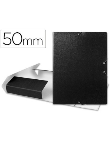 CARPETA PROYECTOS LIDERPAPEL FOLIO LOMO 50MM CARTON GOFRADO NEGRA