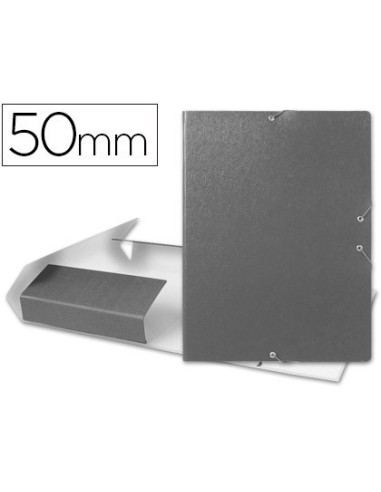 CARPETA PROYECTOS LIDERPAPEL FOLIO LOMO 50MM CARTON GOFRADO GRIS