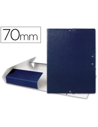 CARPETA PROYECTOS LIDERPAPEL FOLIO LOMO 70MM CARTON GOFRADO AZUL